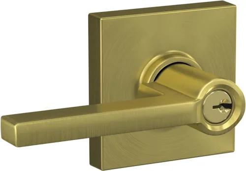 Vista 74 de Schlage F51A LAT 716 Latitude - Manija de puerta con bloqueo de entrada con llave, en acabado de bronce envejecido