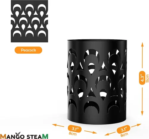 Vista 3 de Mango Steam Soporte de metal para bolígrafo, organizador de vasos para brochas de maquillaje para oficina, baño, tocador (negro, pavo real)
