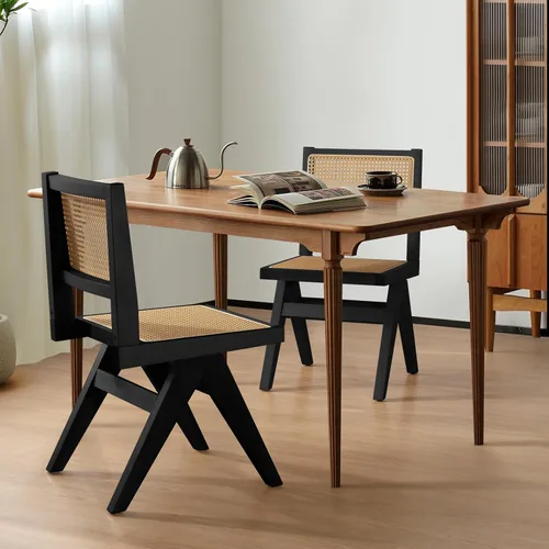 Vista 4 de Comfy to go Sillas de Comedor Modernas Negras Juego de 4 Sillas de Cocina Sin Brazos Breathable Hollow Backrest, Concealed Screws for Elegant
