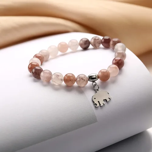 Vista 2 de Regalos de elefante para mujer, pulseras de relajación curativas de piedra natural, de 0.315in antiansiedad, piedras de cristal para aliviar