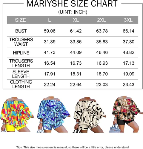 Vista 6 de EQQZD 2 Piece African Outfits for Women Boho Floral Print Off Shoulder Romper Top Shorts Set Plus