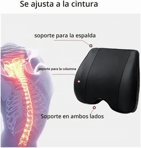 Vista 6 de Kit de almohada lumbar y cuello de automóvil, cojín ergonómico de espuma viscoelástica, alivia la fatiga de conducción, cómodo cuello y espalda Negro