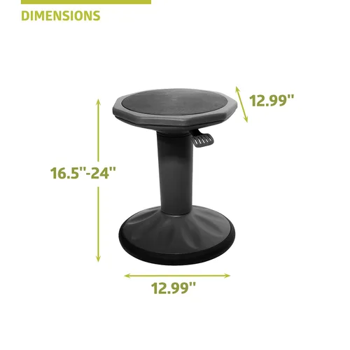 Vista 3 de Pearington SitFree Taburete oscilante de altura ajustable, silla de asiento flexible activa para niños y adultos, escuela y oficina, color negro