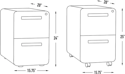 Vista 2 de Laura Davidson Furniture Stockpile - Archivador móvil de 2 cajones con cerradura, archivador de metal para debajo del escritorio, carpetas