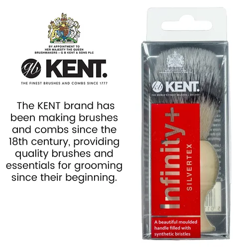 Vista 5 de Kent Infinity Plus - Brocha de afeitar con brocha sintética de tejón Silvertext ultra suave, cepillo de espuma y afeitado perfecto hecho para crema