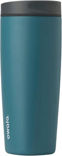 Vista 7 de Owala SmoothSip Slider - Vaso de café aislado de acero inoxidable, reutilizable, taza de café helado, taza de viaje para café caliente, sin BPA, 12