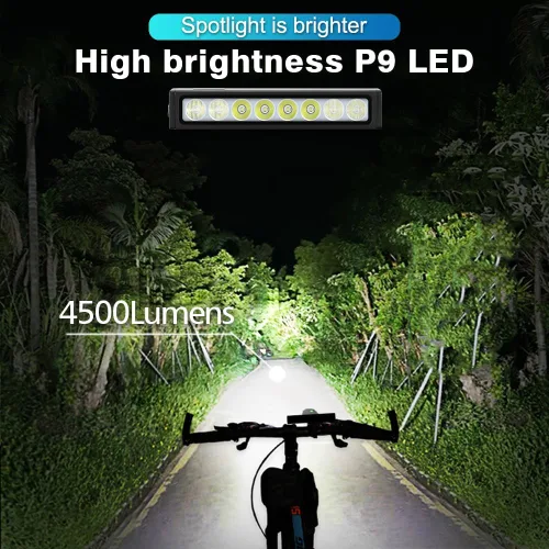 Vista 2 de Luces de bicicleta, luz de bicicleta de 4800 lúmenes con 4 modos, 14000 mAh USB-C recargable luz de bicicleta para bicicleta para conducción