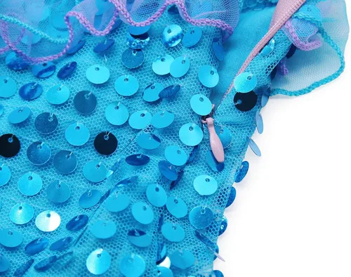 Vista 7 de HenzWorld Little Girls Mermaid Costume Princess Dress Birthday Party Pretend Play Christmas Gifts Jewelry Accessory