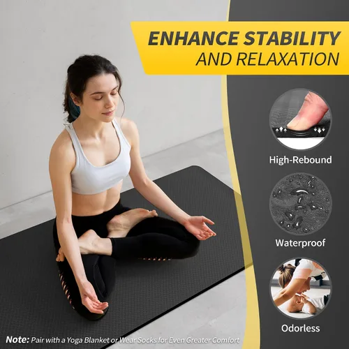 Vista 4 de CAMBIVO Tapete de yoga para mujeres, hombres y niños, 1/3, 1/4 y 2/5 pulgadas, extra grueso, antideslizante, 72 x 24 pulgadas, tapete de yoga
