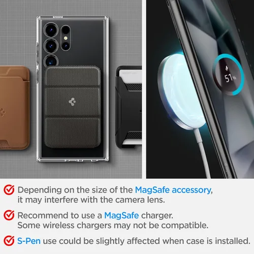 Vista 7 de Spigen Ultra Hybrid Metal Ring MagFit Diseñado para Funda Galaxy S24 Ultra (2024) [Protección de Grado Militar] Compatible con MagSafe - Blanco
