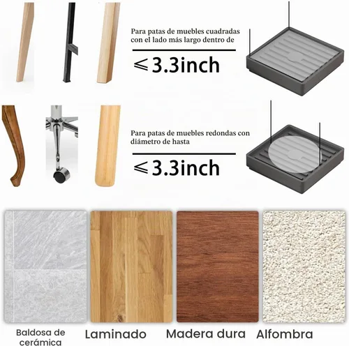 Vista 4 de Elevadores de cama resistentes, juego de 8, elevadores cuadrados apilables