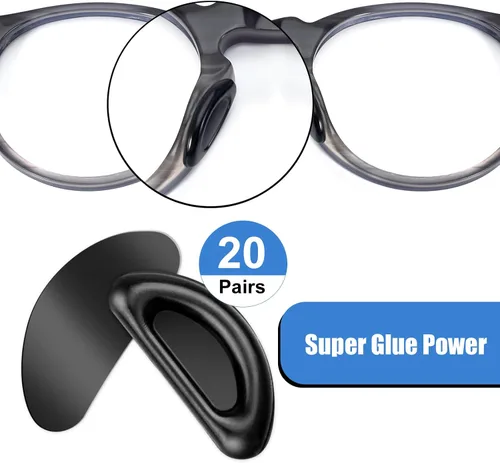 Vista 6 de 20 pares de almohadillas de nariz para lentes – 0.039 pulgadas de silicona ultra fina antideslizante para pegar en la nariz, almohadillas adhesivas