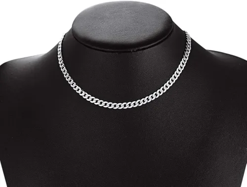 Vista 2 de PROSTEEL 925 Sterling Silver Cuban Link Chain Necklace, Dainty Figaro Chains, Solid & Shiny, 3mm5mm, 14-28 inch, Come Gift Box
