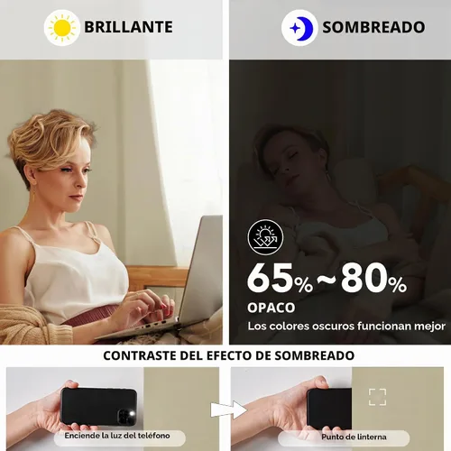 Vista 6 de Deconovo Cortinas opacas para dormitorio, juego de 2 paneles de 42 pulgadas de ancho x 45 pulgadas de largo, aislamiento térmico y reducción