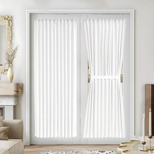 Vista 30 de Vatge Cortinas laterales autoadhesivas para puertas de cristal, sin taladro, extraíble, panel de filtrado de luz, 1 panel, 12 pulgadas de ancho x 60