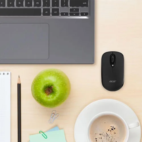 Vista 5 de acer Ratón negro óptico Bluetooth 1000DPI PC con Windows y certificado funciona con Chromebook Totalmente cubierto en un cuerpo protegido