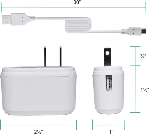 Vista 7 de Cargador de pared con adaptador de corriente USB con enchufe de viaje de cable USB para masajeador eléctrico