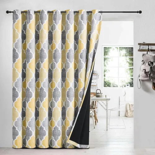 Vista 32 de Beauoop Cortinas 100% Opacas de 45 Pulgadas de Largo, 2 Paneles para Dormitorio, Sala de Estar, Gris Aqua Marroquí Geométrico, Oscurecimiento