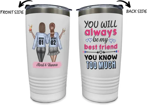Vista 3 de Vaso de acero inoxidable personalizado con tapa (20 onzas)