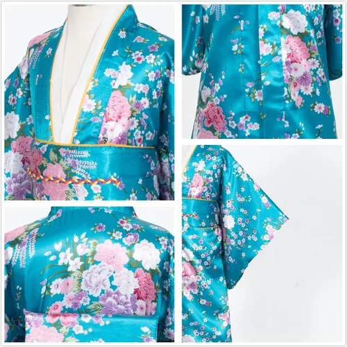 Vista 3 de Elibelle Bata de kimono tradicional japonesa para disfraz de niñas