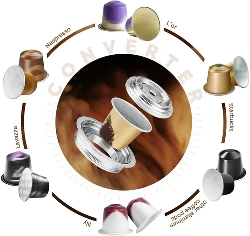 Vista 6 de Adaptador de cápsulas de café reutilizable compatible con Nespresso Vertuo, ENV135 y VertuoLine GCA1, convertidor de cápsulas de café de acero