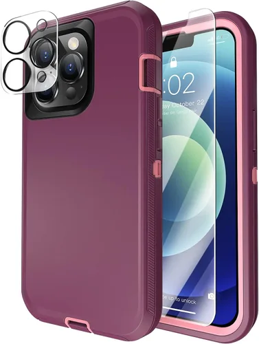 Vista 16 de MXX Funda para iPhone 13, con protector de pantalla de vidrio templado, protector de lente de cámara de 3 capas de alta resistencia, a prueba