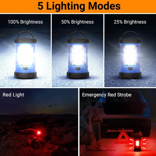 Vista 3 de Linterna de camping, linternas LED de 3200 lúmenes para cortes de energía, cargador de teléfono de 4600 mAh y linterna recargable, linterna con 5