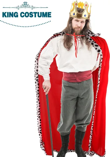 Vista 7 de Paquete de 2 disfraces de reyes para adultos, capa de reina para adultos, Halloween, King, príncipe, cosplay, fiesta de cumpleaños