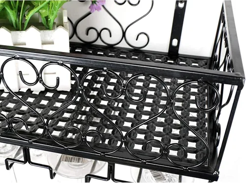 Vista 5 de LaseVe Estante para vinos, estantes de vino montados en la pared con 8 soportes para vidrio de vástago, estante de vino colgante industrial, estante