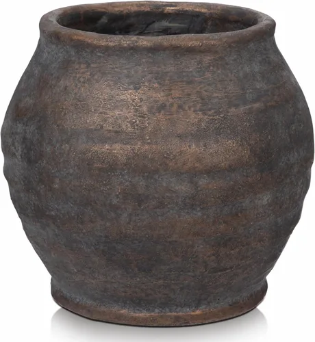 Vista 12 de Briful Jarrón rústico de cerámica de 5 pulgadas, jarrones con textura vintage desgastada, 3.5 pulgadas de boca ancha, jarrón de cerámica para ramas