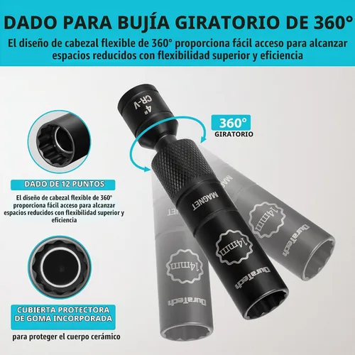 Vista 4 de DURATECH Enchufe de bujía magnética giratoria de 0.551 in con cabezal magnético mejorado