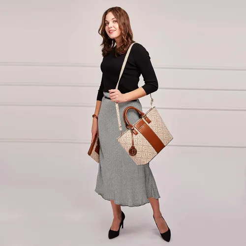 Vista 6 de DASEIN - Bolsa de mano para mujer, bolsa tipo bandolera, asa superior, bolsa plana para trabajar
