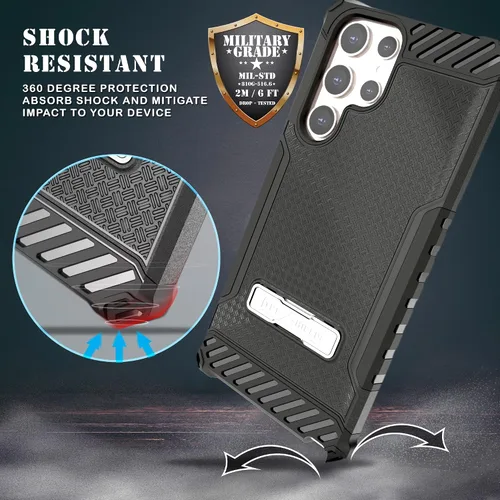 Vista 3 de Tri-Shield - Funda para teléfono con función atril compatible con Samsung Galaxy S22 Ultra de grado militar, resistente a prueba de caídas, de alto