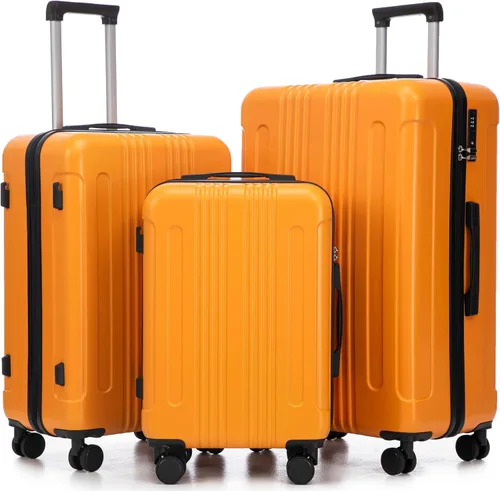 Vista 57 de Merax 3 piezas expandible ABS Hardshell equipaje Sets Spinner Wheel Maleta TSA Lock Suit Case, Apertura frontal negra, Juego de 2 piezas, Maleta