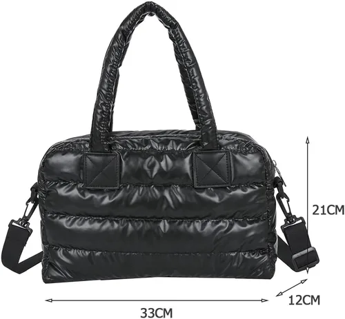 Vista 2 de Bolso de mano acolchado para mujer, acolchado de algodón acolchado, bolsa de hombro acolchada de invierno