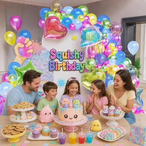 Vista 4 de Squishy Balloon Garland Kit for Fidget-inspired Party Decorations Assorted Pearl Latex Balloons