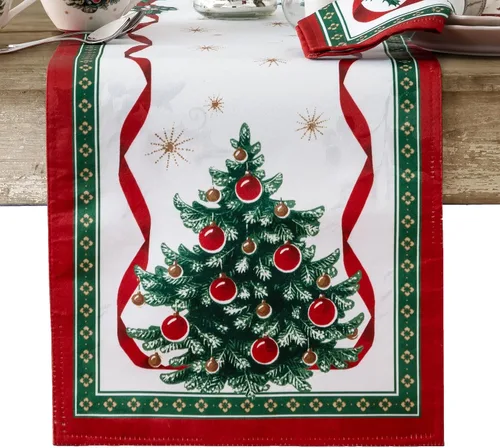 Vista 3 de Elrene Home Fashions Villeroy & Boch Toy's Delight - Camino de mesa navideño, decoración de mesa festiva, 13 pulgadas x 70 pulgadas