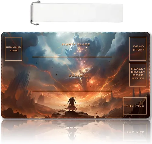 Vista 61 de Tapete de juego MTG cosido de alta calidad con zonas y respaldo de goma antideslizante, tapete de juego TCG para MTG y otros juegos de cartas, Dkt