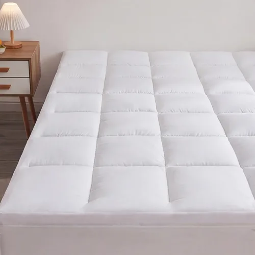 Vista 9 de Funda de colchón acolchada con profundo bolsillo de 18 pulgadas, 300 hilos de algodón, de Oaskys Blanco
