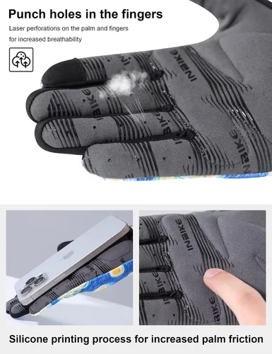 Vista 3 de INBIKE Guantes de ciclismo para hombres y mujeres, guantes de bicicleta transpirables con dedos completos, antideslizantes, pantalla táctil