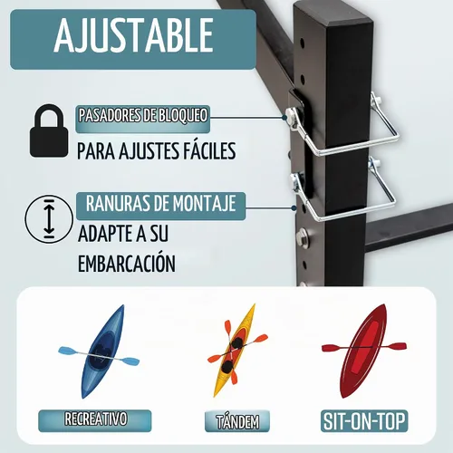 Vista 2 de Teal Triangle Estante de almacenamiento ajustable independiente para kayak Negro