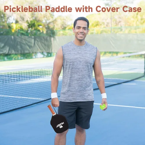 Vista 7 de HUDEF Juego de Paletas de Pickleball USAPA: Núcleo de Panal de Grafito y Fibra de Vidrio, 4 Pelotas para Exteriores, Bolsa de Transporte de Cuero PU