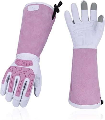 Vista 9 de Vgo... 1 par de guantes de jardinería para mujer, guantes de trabajo de seguridad, guantes de manga larga, a prueba de pinchazos, pantalla táctil