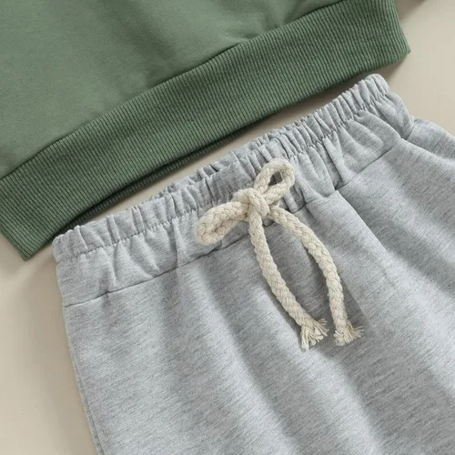 Vista 5 de Conjunto de sudadera de manga larga con cuello redondo y pantalones deportivos para bebés, ropa de invierno para bebé