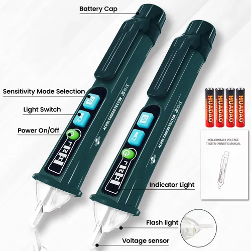 Vista 4 de Probador de Voltaje, X-XIANQI Probador Detector de Voltaje Sin Contacto, Pluma Probadora de Electricidad, Rango Dual 12V-1000V/48V-1000V, Probador