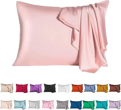 Vista 13 de Funda de almohada de seda de morera para cabello y piel - Funda de almohada de seda refrescante con cremallera oculta, de doble lado, suave