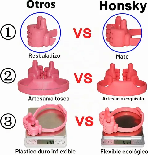 Vista 9 de Honsky Soporte para Teléfono Celular Paquete de 2, Soporte Perezoso para Teléfono Thumbs Up, Base Flexible Ajustable Universal para Todos los Negro