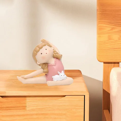 Vista 2 de Figuras de postura de yoga, encantadora estatua de conejo, escultura, figura de postura de yoga para decoración de regalos de oficina en casa