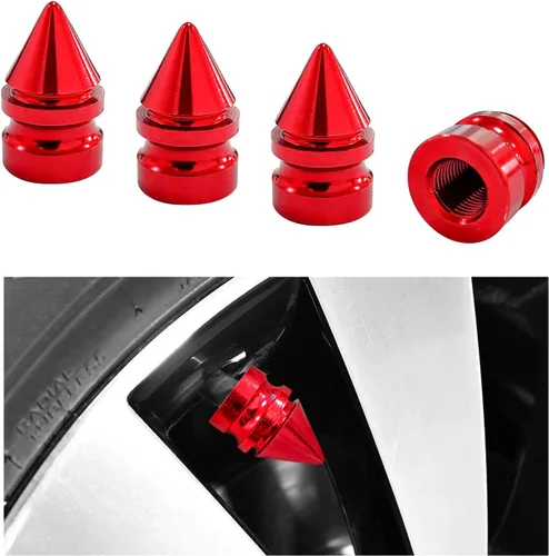 Vista 19 de Ziciner 4 piezas de tapas de válvula de neumático para automóvil, accesorios de aleación de aluminio con puntas, cubiertas de válvula de rueda