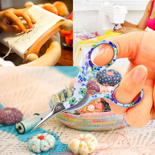 Vista 6 de BIHRTC - Tijeras pequeñas de 3.6 pulgadas para manualidades, punto de cruz, tejido, costura, enhebrado, trabajo de aguja, arte, bricolaje, con punta